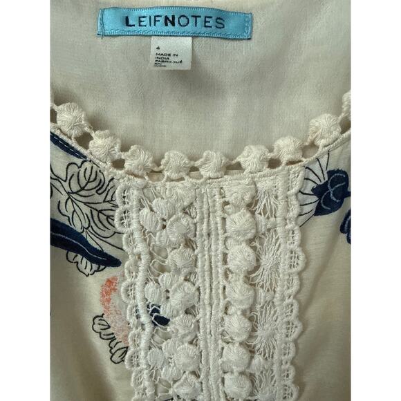 Anthropologie Leifnotes Field Biology Floral Lace Trim Midi Dress Cream Size 4 - Picture 8 of 12